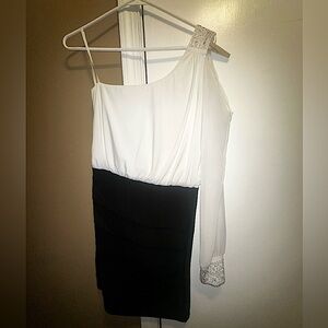 One shoulder bedazzled dress